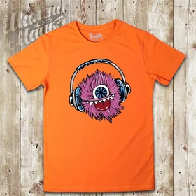 Прикольные футболки: Монстр в наушниках Оранжевая